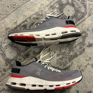 On Running Men's Athletic Shoes in Gray and Red